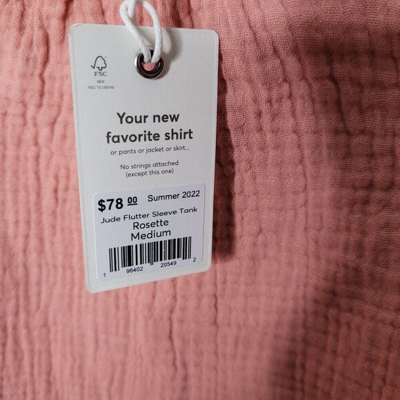 NWT Marine Layer Cotton Crepe Jude Flutter Sleeve Tank Size Medium Rosette pink - Picture 5 of 9